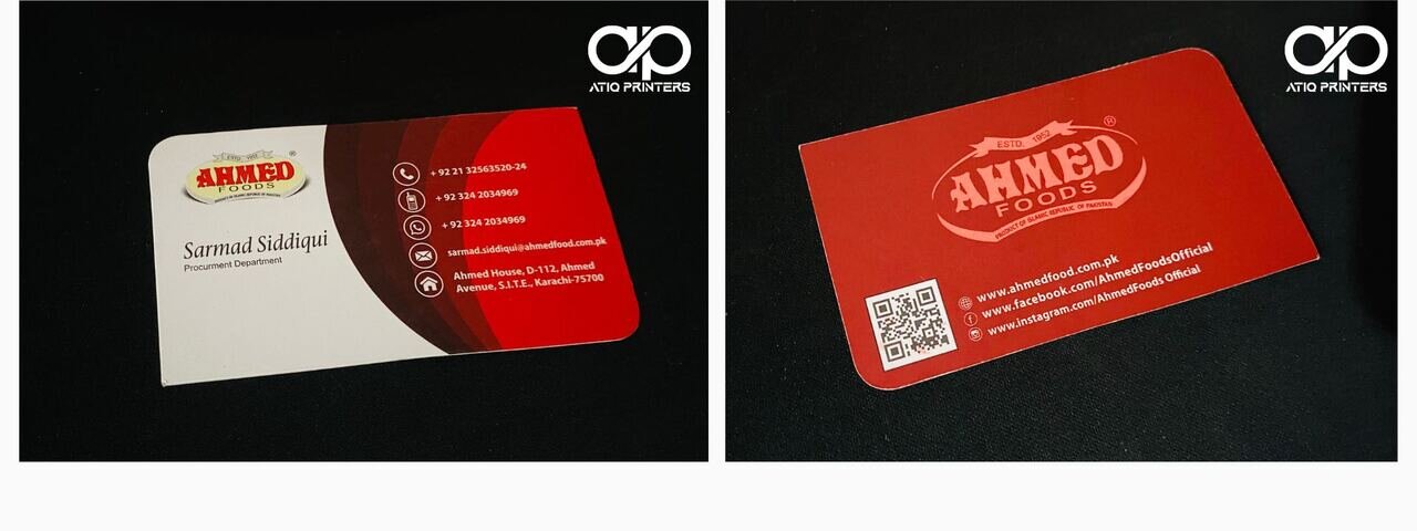 Premium business card printing for FMCG brand — Karachi
