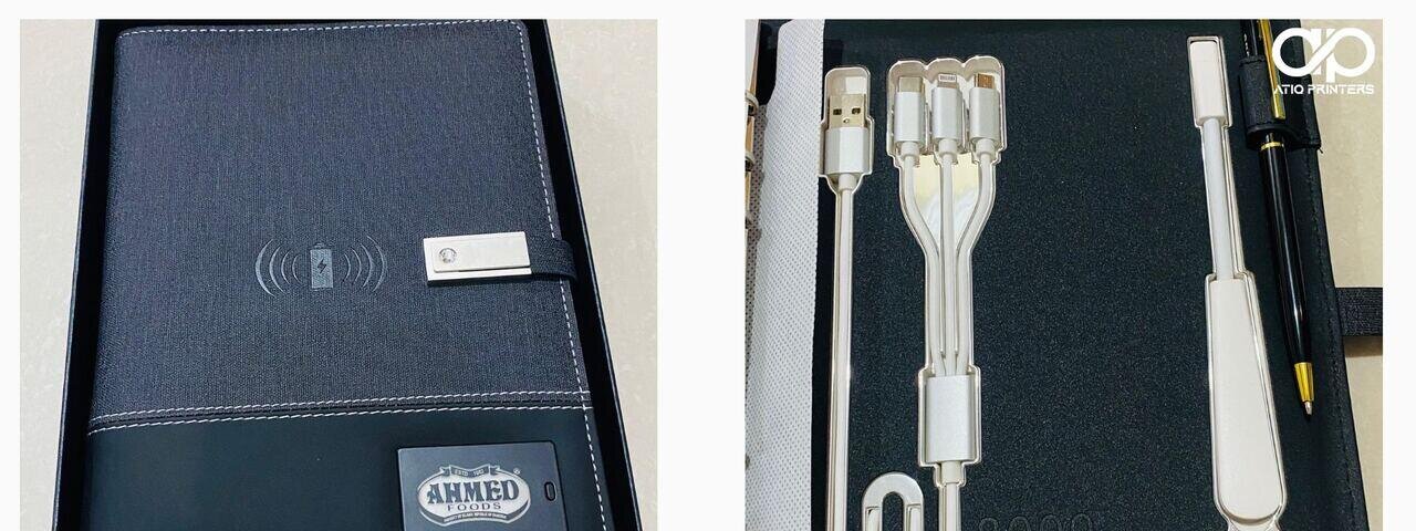 Executive diary with wireless power bank, LED lamp, branded pen — Karachi